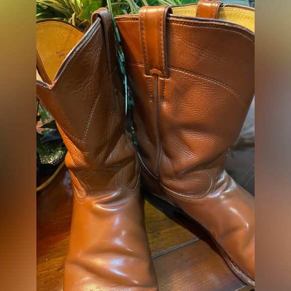 RARE FIND Men Vintage Leather cognac Roper Boots By Justin Size 11 Rodeo Western - Picture 7 of 12